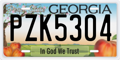 GA license plate PZK5304