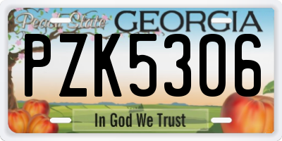 GA license plate PZK5306
