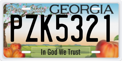 GA license plate PZK5321