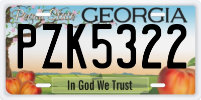 GA license plate PZK5322