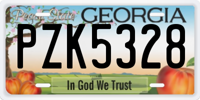 GA license plate PZK5328