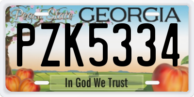 GA license plate PZK5334