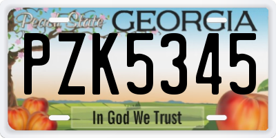 GA license plate PZK5345