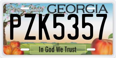 GA license plate PZK5357