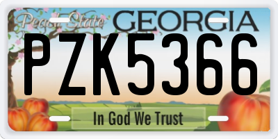 GA license plate PZK5366