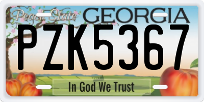 GA license plate PZK5367