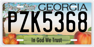 GA license plate PZK5368