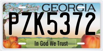 GA license plate PZK5372