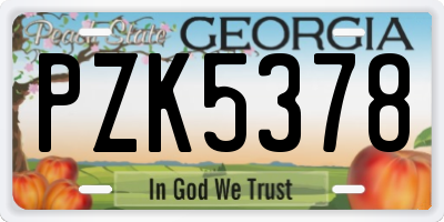 GA license plate PZK5378