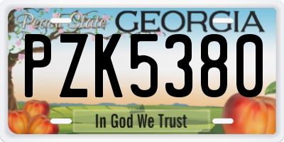 GA license plate PZK5380