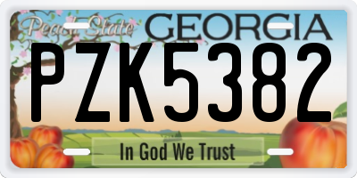 GA license plate PZK5382