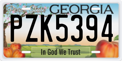 GA license plate PZK5394