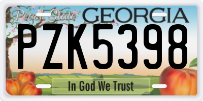 GA license plate PZK5398