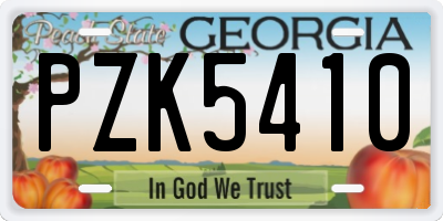 GA license plate PZK5410