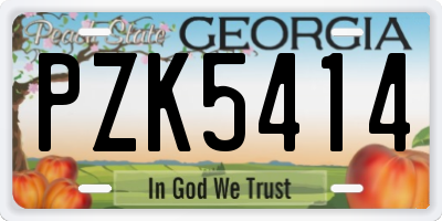GA license plate PZK5414