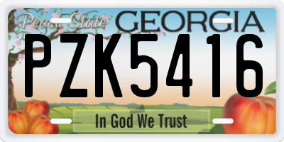 GA license plate PZK5416