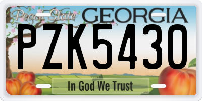 GA license plate PZK5430