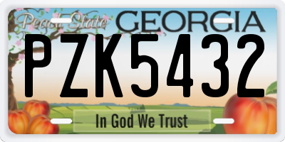 GA license plate PZK5432