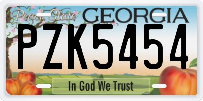 GA license plate PZK5454