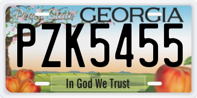 GA license plate PZK5455