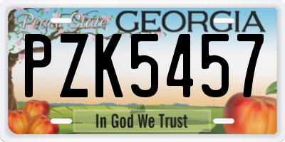GA license plate PZK5457