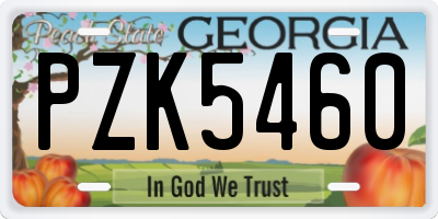 GA license plate PZK5460