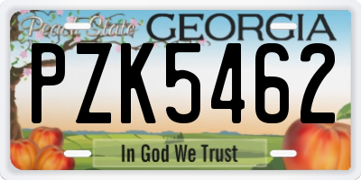GA license plate PZK5462