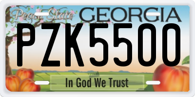GA license plate PZK5500