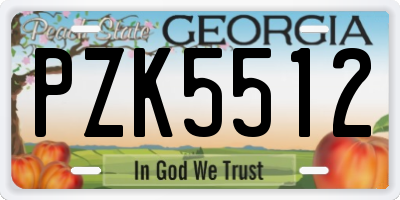 GA license plate PZK5512