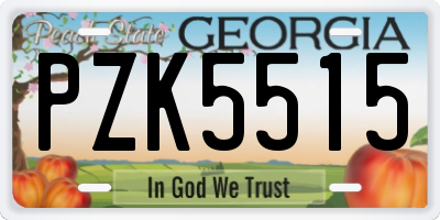 GA license plate PZK5515
