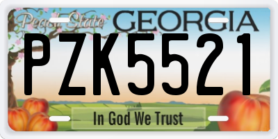 GA license plate PZK5521