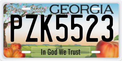 GA license plate PZK5523
