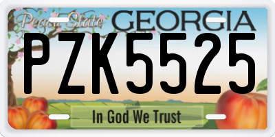 GA license plate PZK5525