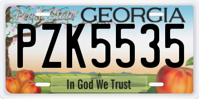 GA license plate PZK5535