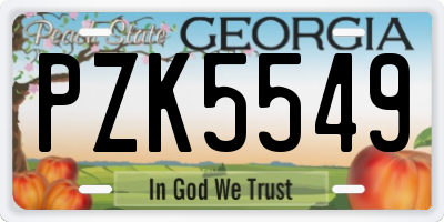 GA license plate PZK5549