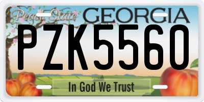 GA license plate PZK5560