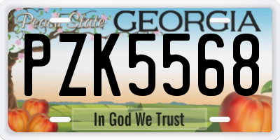GA license plate PZK5568