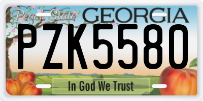 GA license plate PZK5580
