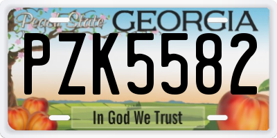 GA license plate PZK5582