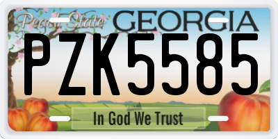 GA license plate PZK5585