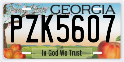 GA license plate PZK5607