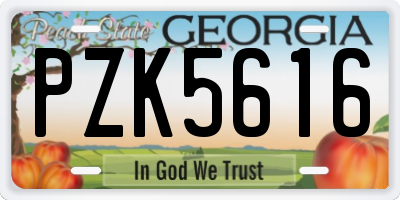 GA license plate PZK5616