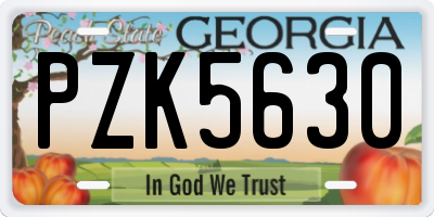 GA license plate PZK5630