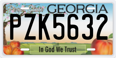 GA license plate PZK5632