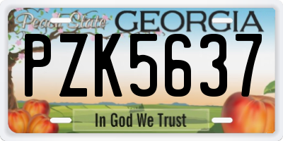 GA license plate PZK5637
