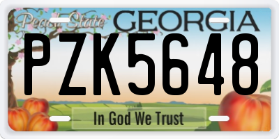 GA license plate PZK5648