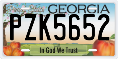 GA license plate PZK5652