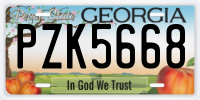 GA license plate PZK5668