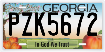 GA license plate PZK5672