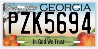 GA license plate PZK5694